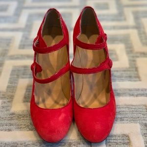 Red Suede J. Crew Heels